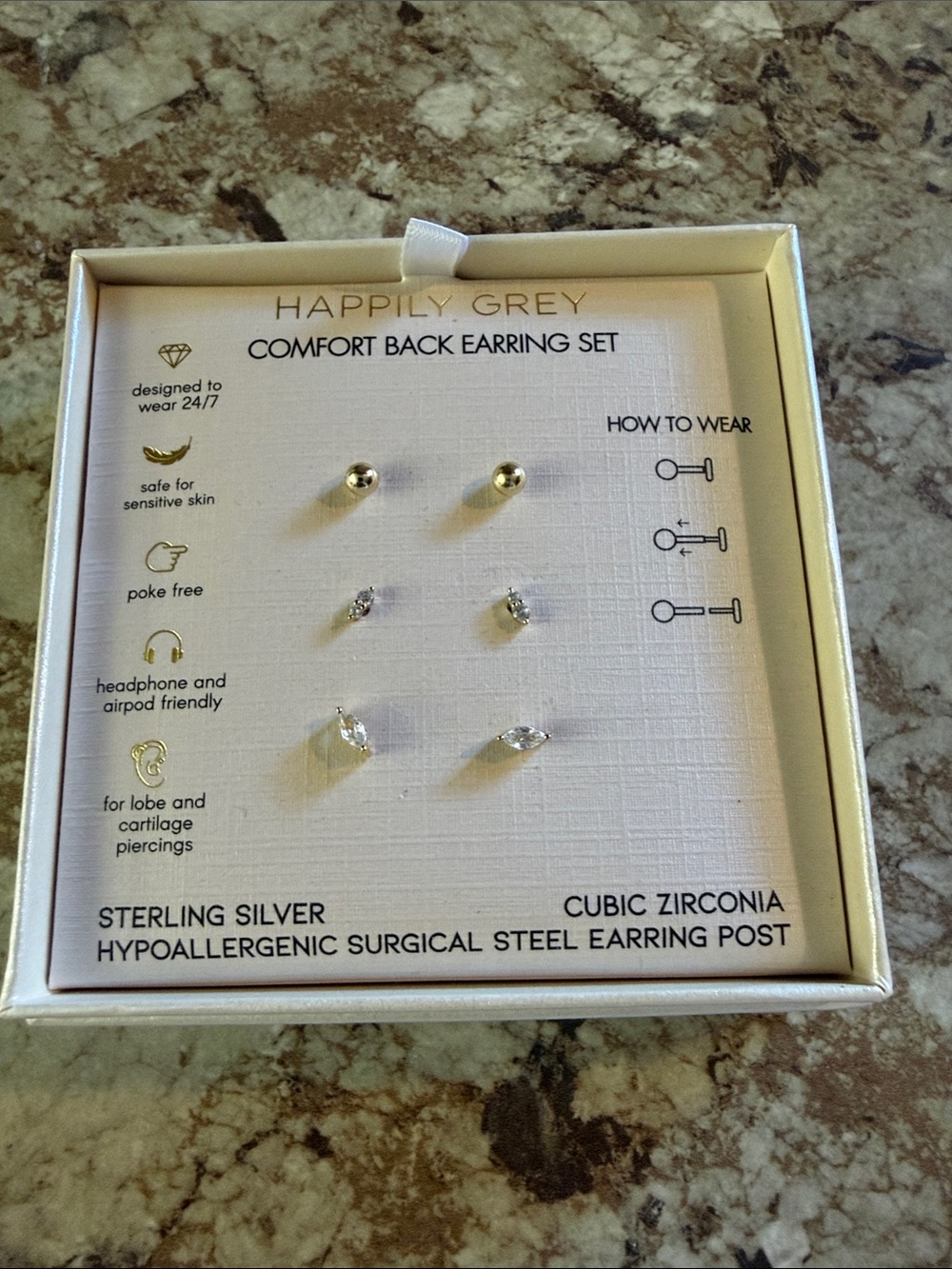 Happily Grey Sterling Silver Earring Set in Silver (3-Pair)